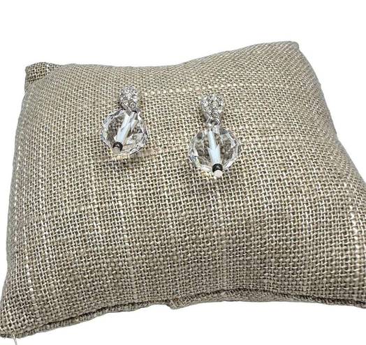 Swavorski Swarovski Rhinestone Earrings Silver Tone Pave and Clear Crystal Bead Dangle