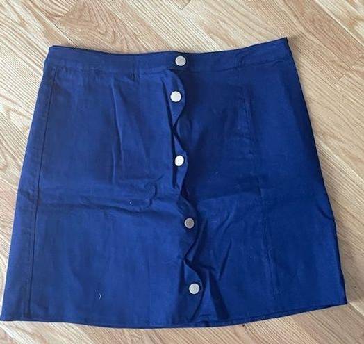 Harper  Navy Blue Mini Skirt with Gold Buttons