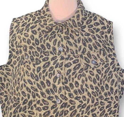 Coldwater Creek Vintage  Vest Tan Brown Leopard Animal Print Button Front Plus 2X