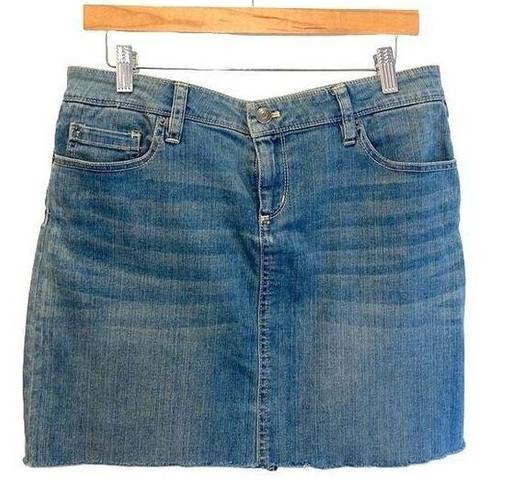 Krass&co G.H. Bass &  Womens Raw Cut Off Hem Pencil Denim Mini Skirt Blue Size 8