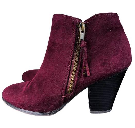 Charlotte Russe  Burgundy Faux Suede Ankle Booties 9M