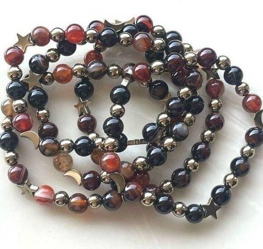 Onyx Sardonyx  carnelian ONE NEW stretch beaded bracelet natural stone crystal st