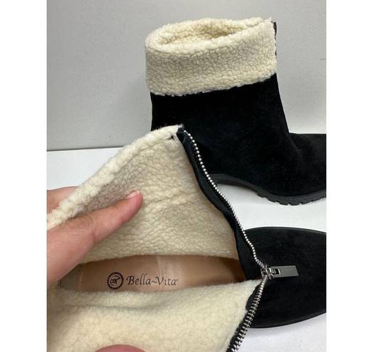 Bella Vita  Cable Lug Black Booties Faux Shearling Size 8.5 New