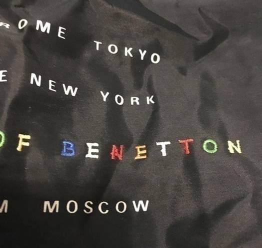 United Colors Of Benetton Vintage 90’s  black Backpack Drawstring Travel Bag.