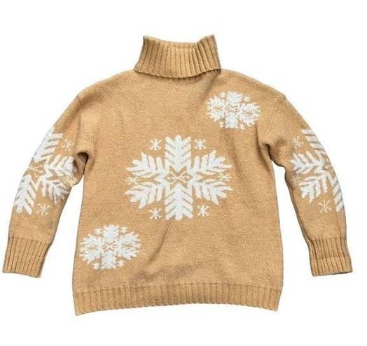 easel  Turtleneck Yellow Mustard Snowflake Wool Blend Sweater Womens Size Large