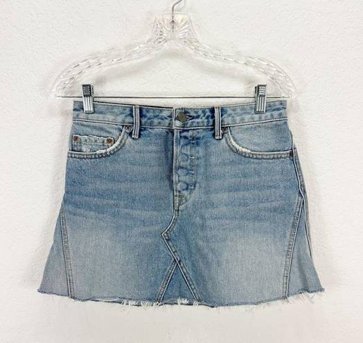 GRLFRND  The Eva Denim Skirt in Car Wash Blue Cut Off Revolve Size 27