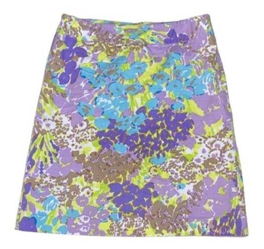 Talbots  Purple Water Color Floral Skirt Size 4 ~