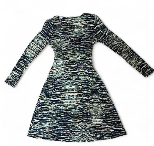 Cynthia Rowley  Green  Blue Black Zebra Print Wrap Dress Size Small