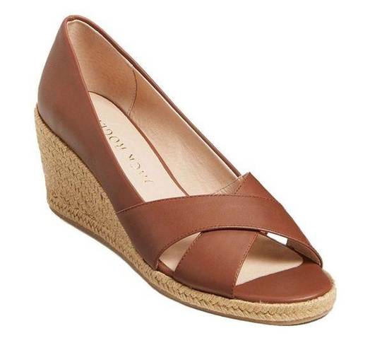 Jack Rogers Jack Rodgers Palmer Leather Criss Cross Mocha Espadrille Wedge Sandal NWT