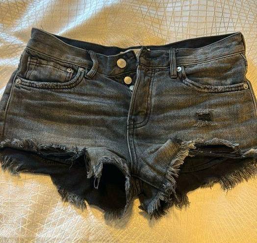 Free People  Distressed Black Shorts