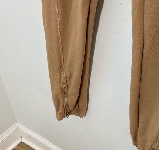 N: Philanthropy Front Zip Joggers Sweatpants in Camel Tan Size M