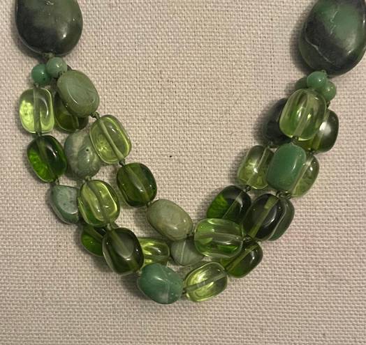 Coldwater Creek Green Glass Layered Necklace