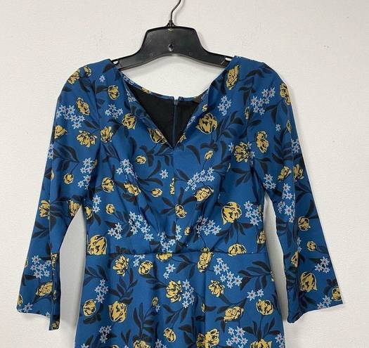 Eshakti  Womens Dress Small 4 Blue Floral Vine Print Party Fun Church Casual