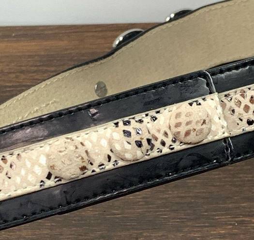 White House | Black Market  Women's 3 Snap Leather Belt Black And White Size Small