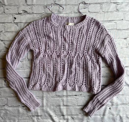 Aeropostale Loose Knit Cropped Sweater Lavender Extra-Small