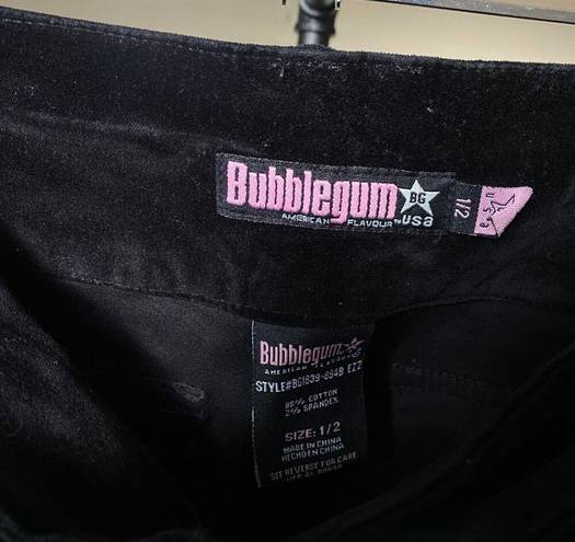 Bubblegum Vintage Y2K  black velour flared pocket jeans low rise sz 24