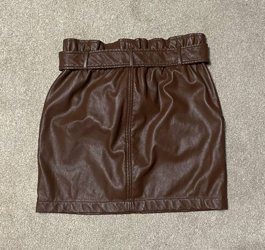 Haute Monde Brown Faux Leather Skirt