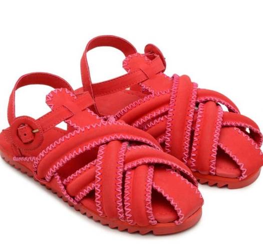 Farm Rio  Red Zig Zag Stitch Sandals 