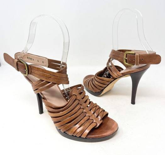 Stuart Weitzman  Arriba Huarache Strappy Sandal, Saddle Genuine Leather Size 6