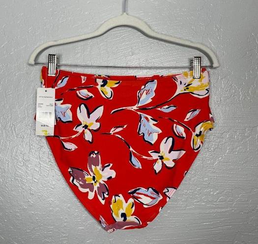 Catalina  Women M Red White Yellow Blue Floral Print High Waisted Bikini Bottom