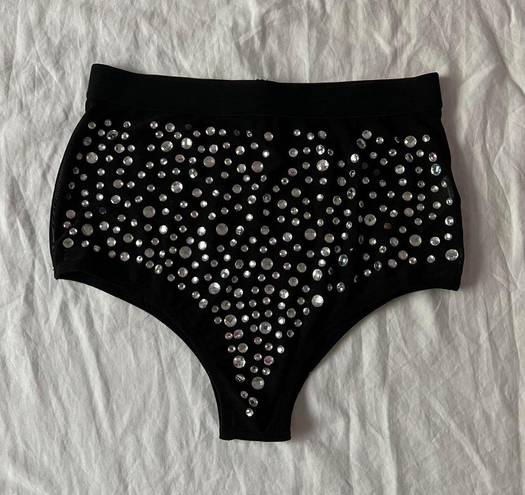 Dolls Kill Club Exx Black Rhinestone Rave Bottoms