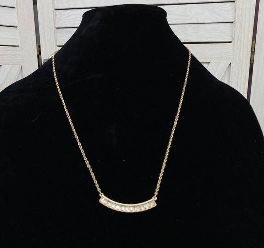 Jessica Simpson  Rhinestone Bar Fashion Necklace Gold Tone