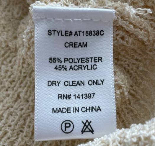 ASTR NWT  Wrap Front Pointelle Sweater In Cream Size Medium Long Sleeve Open Knit