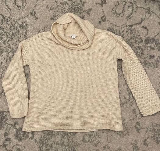 J.Jill  Cream Cowl Neck Knit Sweater Size Small Cotton Blend