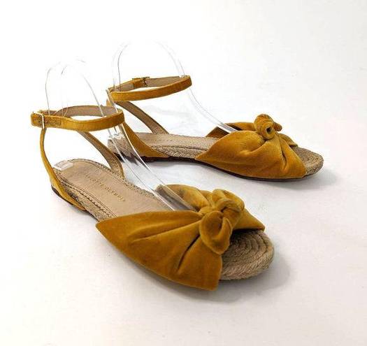 Charlotte Olympia  Marina Yellow Velvet Bow Espadrilles Flats Size 40 Preowned