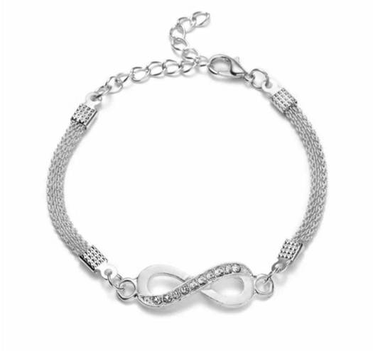 infinity Fashion White Gold Bangle Women  Adjustable Chain Bracelet Jewelry Gift