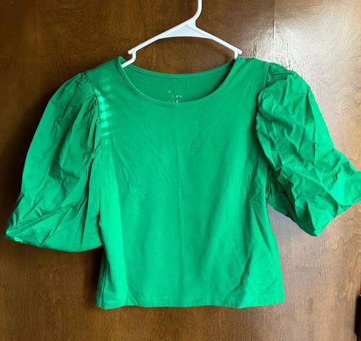 A New Day Green Puff Sleeve Top