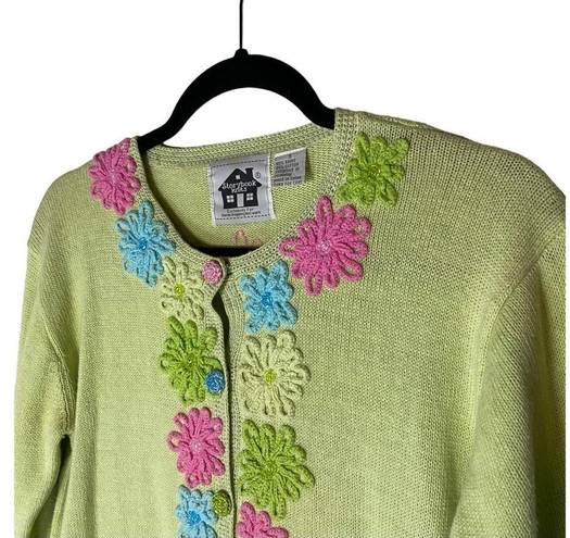 Daisy Storybook Knits Vintage Passionate  Floral Cardigan Sweater Small