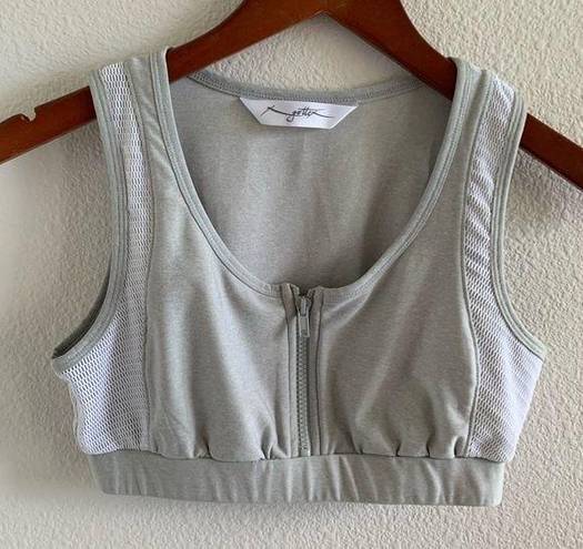 Gottex  Gray Zip Front Sports Bra Zip Front Medium