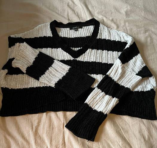 Heart soul Black And White Striped Knit Sweater