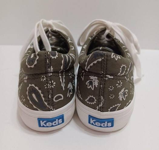 Keds  Size 10 JUMP KICK Organic Cotton Paisley Bandana Olive Green Sneakers NEW