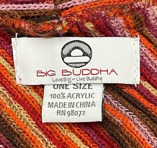 Big Buddha  Multi Color Striped Orange and Red Poncho