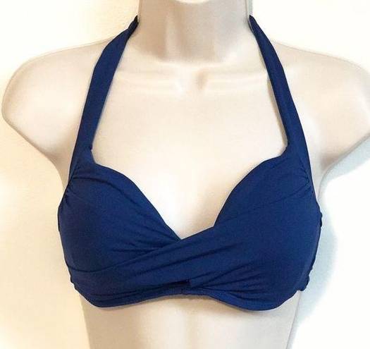 Apt. 9 🆕  twist front padded push up halter bikini navy blue tie neck