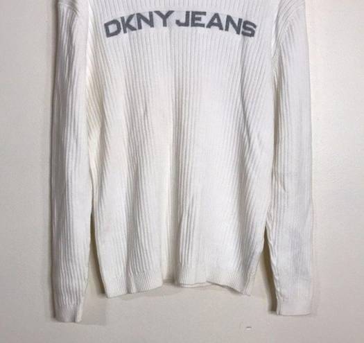 DKNY  jeans ribbed cotton crew neck ladies pullover sweater size large