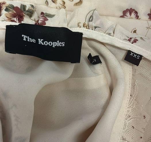 The Kooples  Silk Cream Floral Lace Inset Ruffle Dress