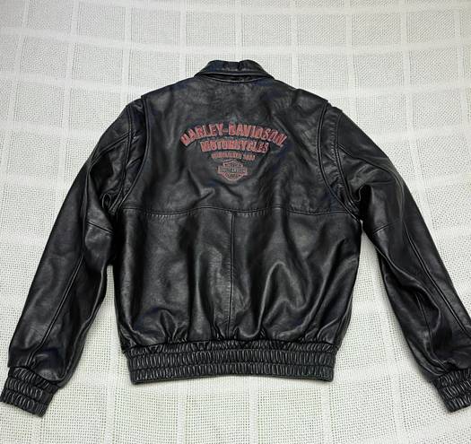 Harley Davidson VINTAGE  embroidered leather bomber jacket coat