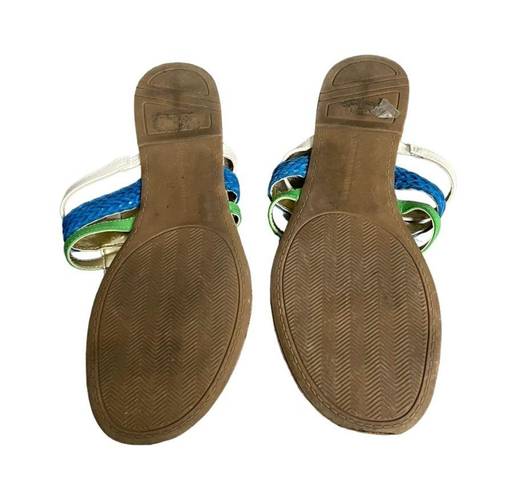 Tommy Hilfiger  Blue Green White Logo Thong Sandal