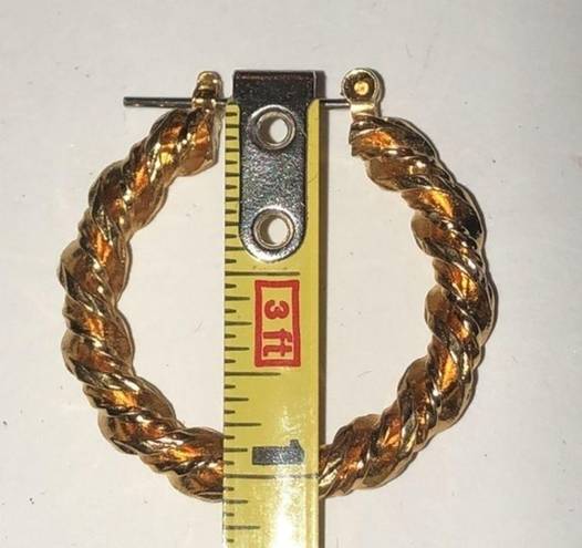 Twisted Vintage  Rope Gold Tone Hoop Pierced Earrings