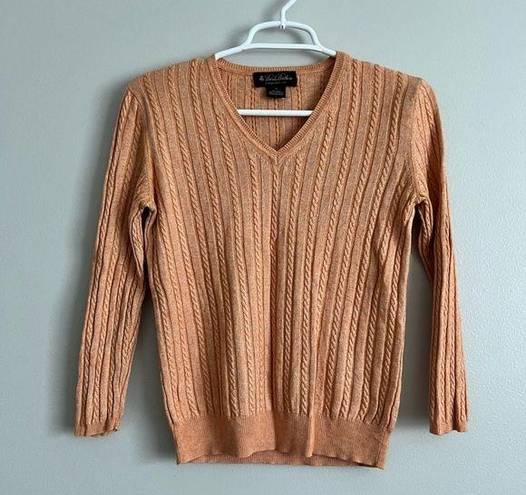 Brooks Brothers  Women’s Orange Silk Cashmere Cable Knit Sweater Medium