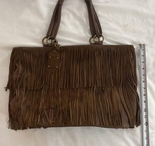 Nine West  Large Leather Fringe Bag Purse GUC! #81