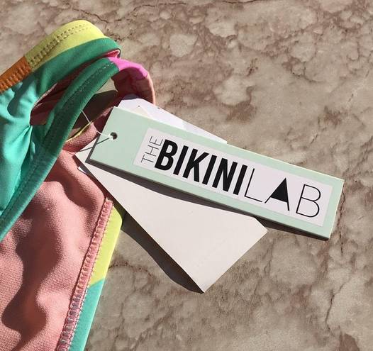 The Bikini Lab Orange and Green  Colorful Striped Swim Bottoms