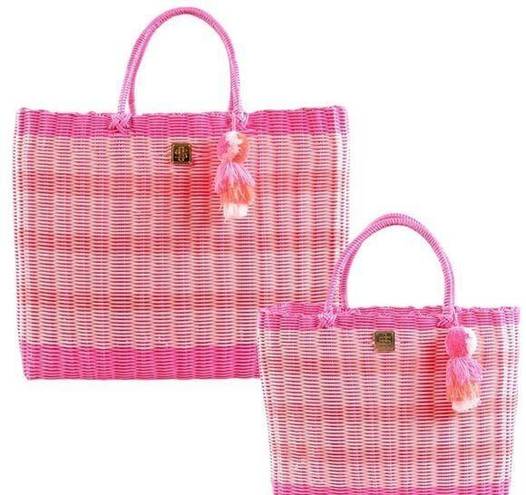 Simply Southern NWT  Key Largo PVC Multi Color‎ Woven Tote Small Large Size Set