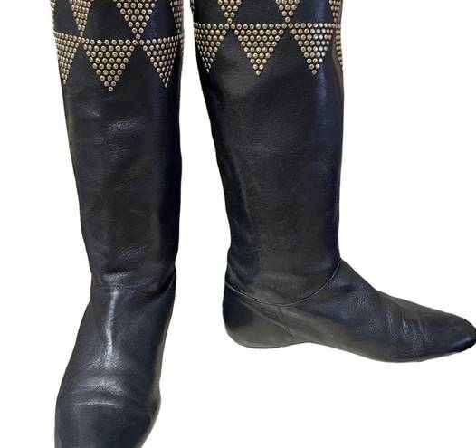 Jimmy Choo  Black Studded Leather Tall Boots Size 36.  EXCELLENT condition