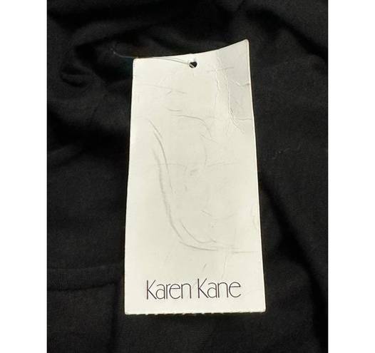 Karen Kane Womens A Line Dress Black Stretch Maxi Scoop Neck Short Sleeve S New