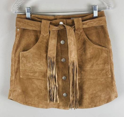 BLANK NYC Fringe Belt Leather Mini Skirt