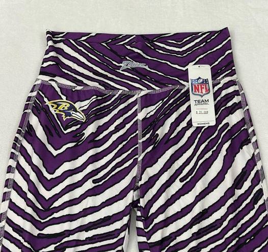 Majestic Zubaz NFL Baltimore Ravens Purple & White Striped  Yoga Pants Womens M